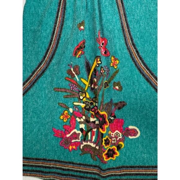 Aryeh Womens Sweater Dress Medium (XS) Teal Green Floral Butterflies Boho Lace - Picture 7 of 9